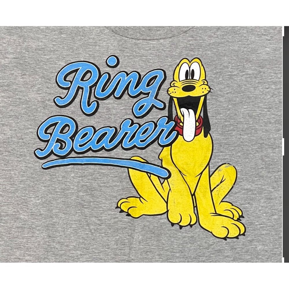 Disney Pluto Ring Bearer Graphic T Shirt Hanes Beefy-T Gray 3XL Tall Wedding